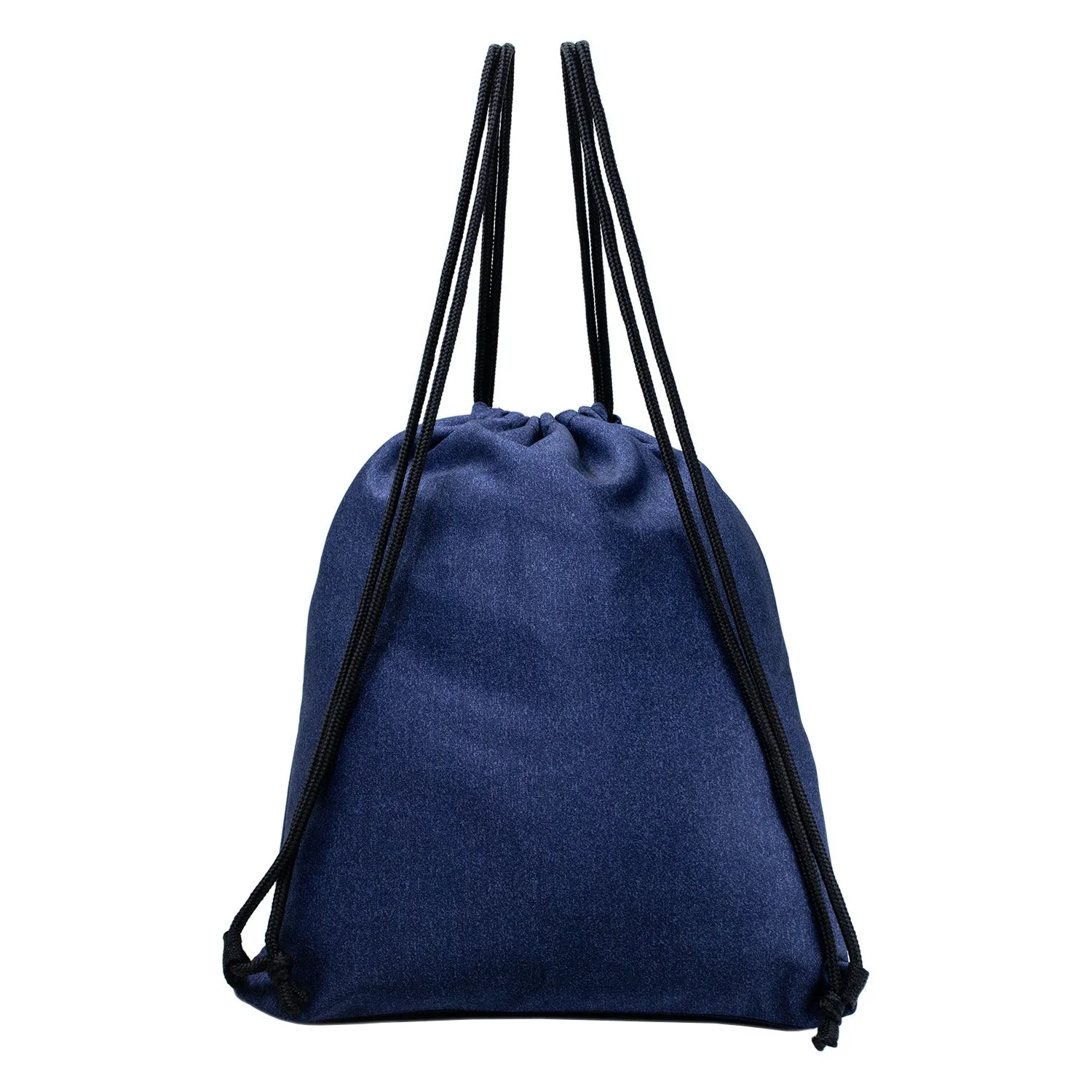 16" Stretchy Drawstring Wholesale Backpack in Navy Blue - Bulk Case of 50