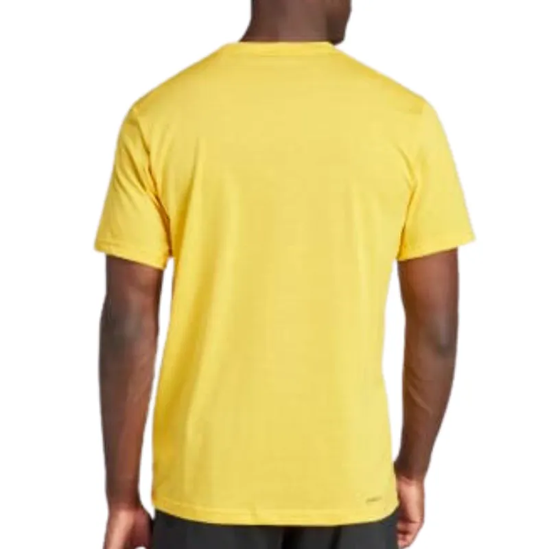 Adidas Train Essentials Feelready Logo Training Men Tennis Tee - Active Gold / Black