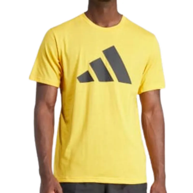 Adidas Train Essentials Feelready Logo Training Men Tennis Tee - Active Gold / Black