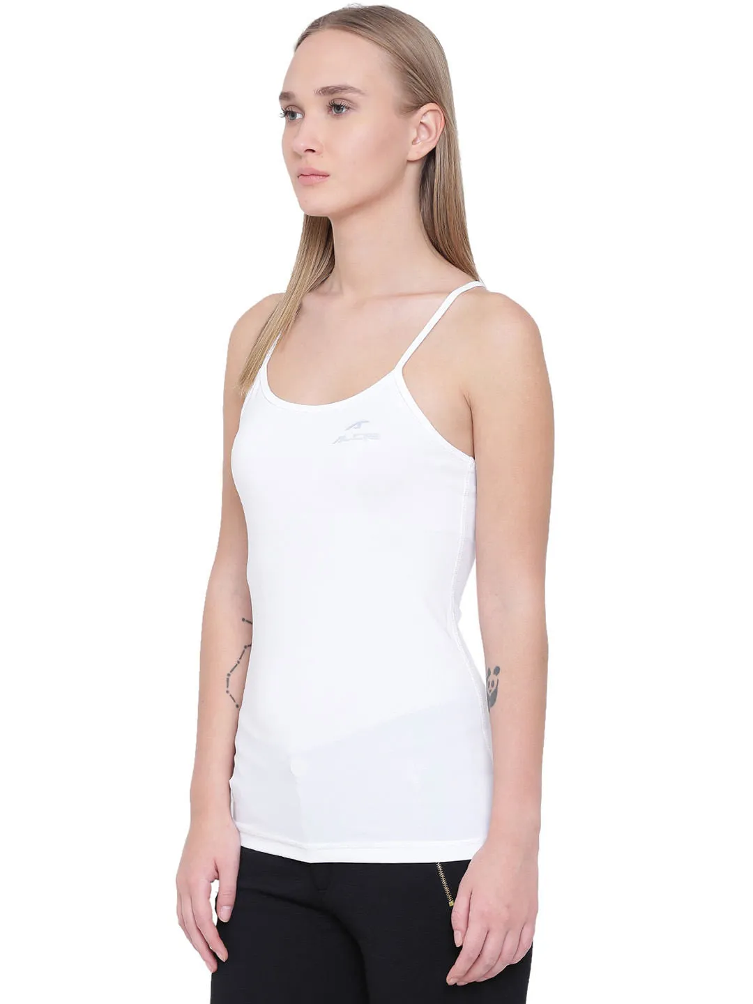 Alcis Lean Strap Back White Tank Top