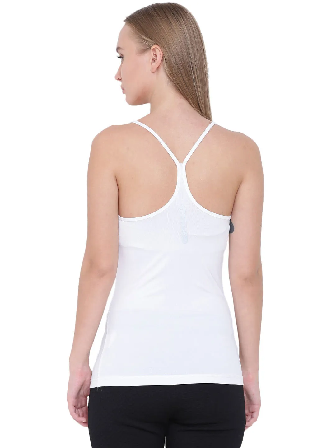 Alcis Lean Strap Back White Tank Top