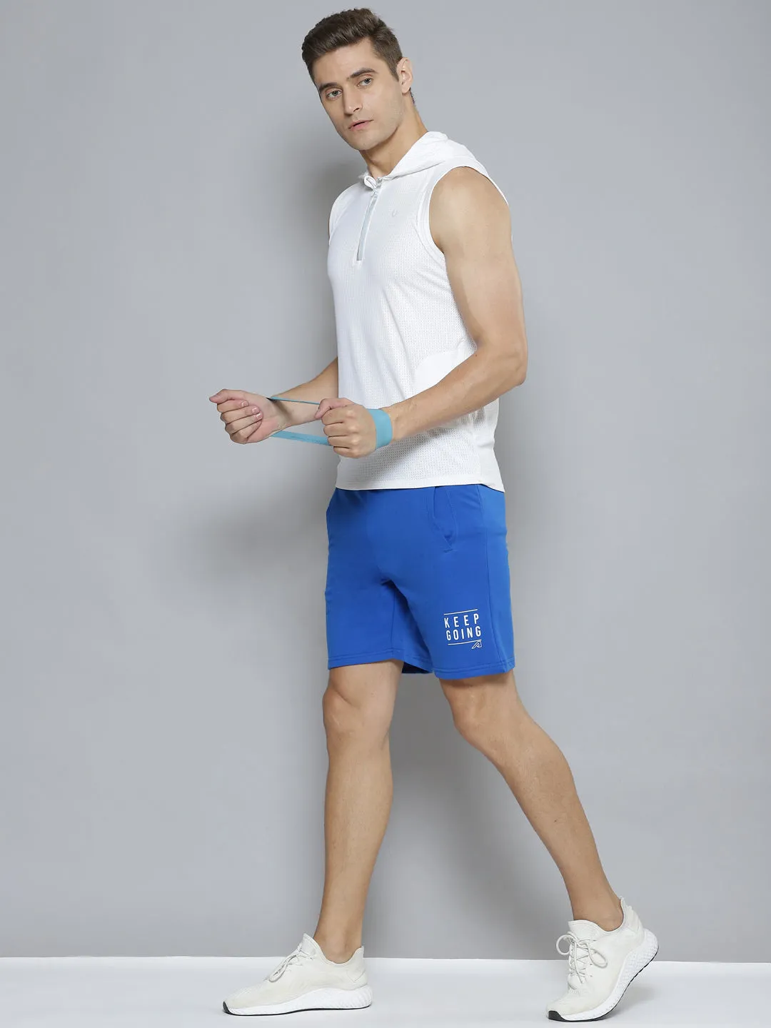 Alcis Men Blue Slim Fit Training or Gym Sports Shorts