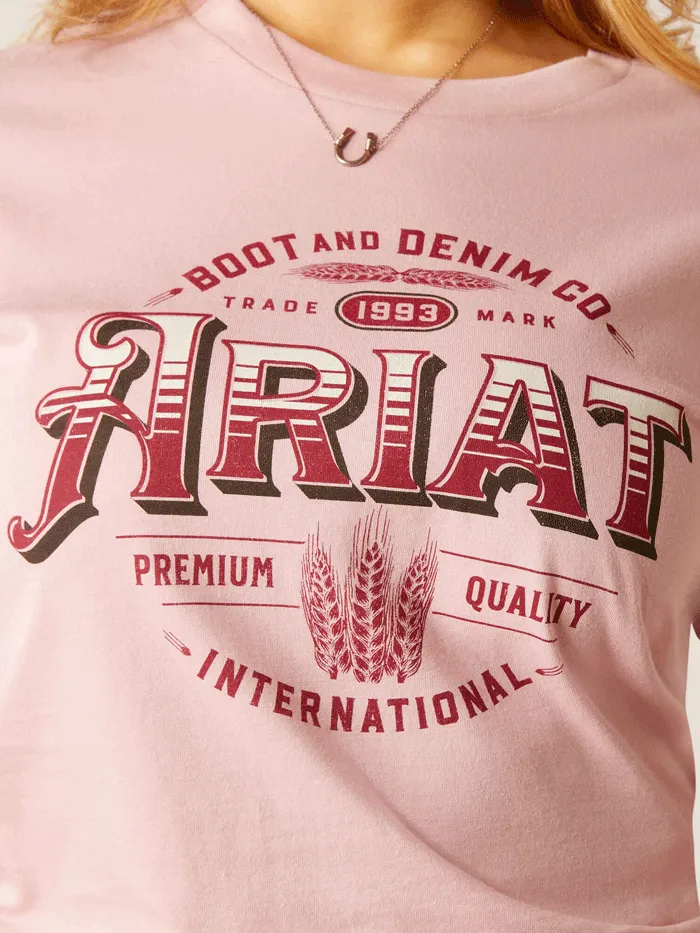 Ariat 10047605 Womens Western Wheat T-Shirt Dusty Pink