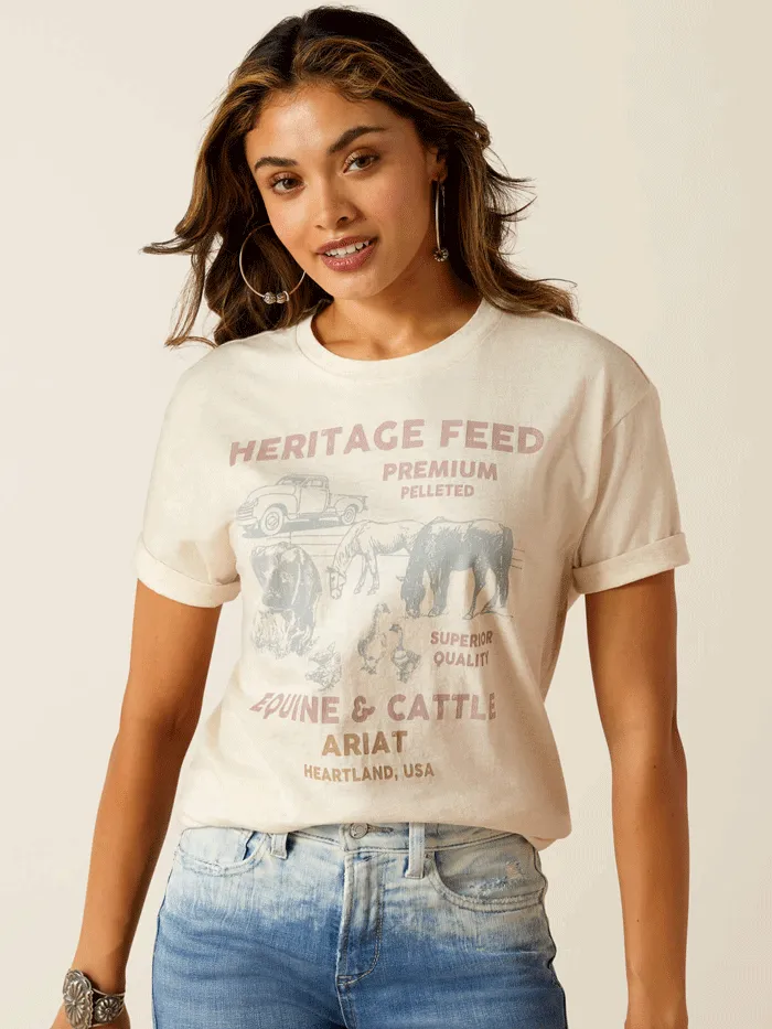 Ariat 10051291 Womens Feed T-Shirt Oatmeal Heather