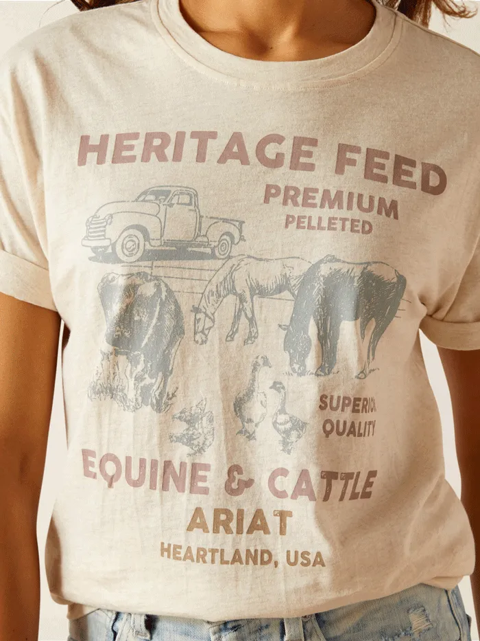 Ariat 10051291 Womens Feed T-Shirt Oatmeal Heather