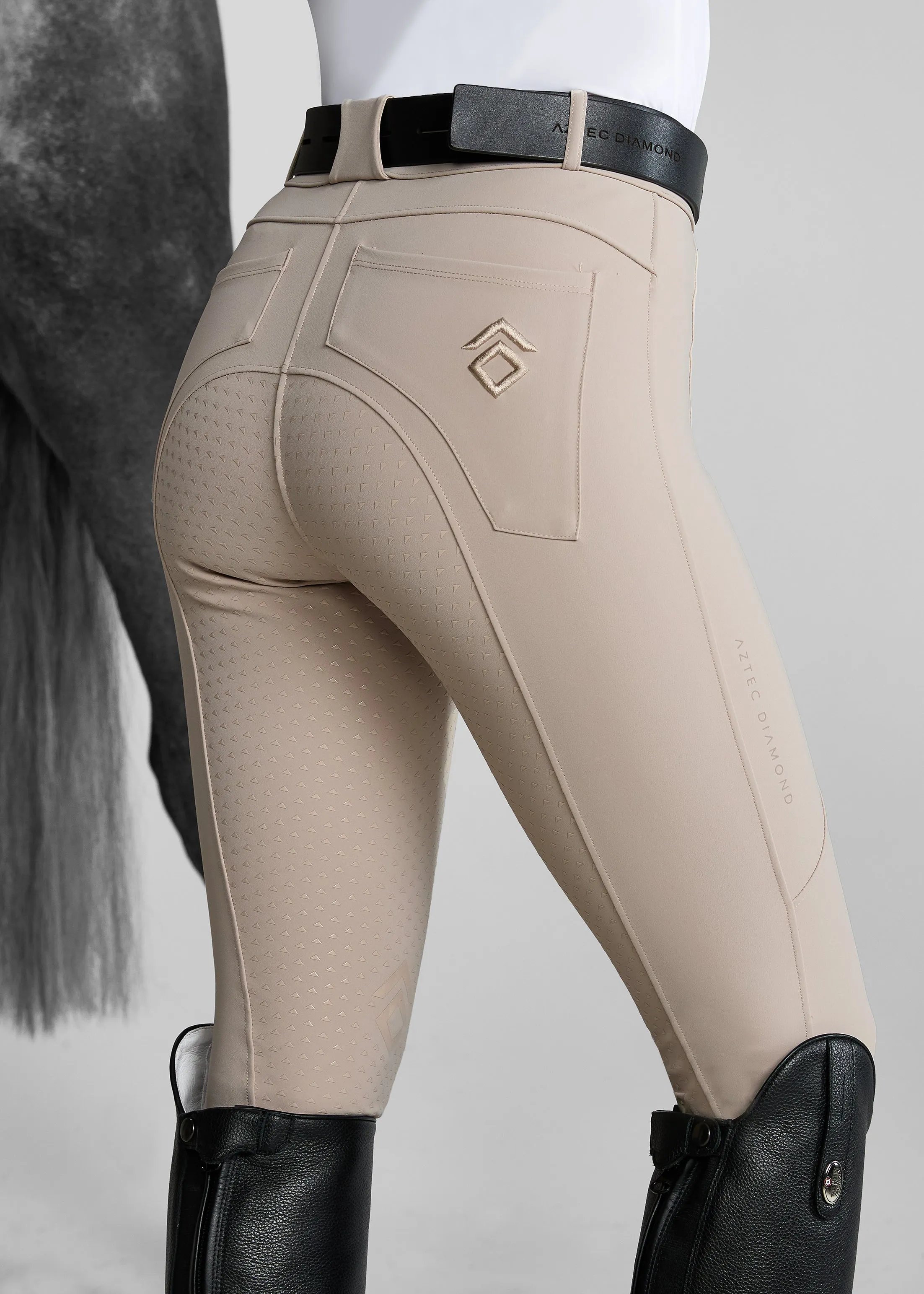 Beige Core Mid-Rise Breeches Full Seat