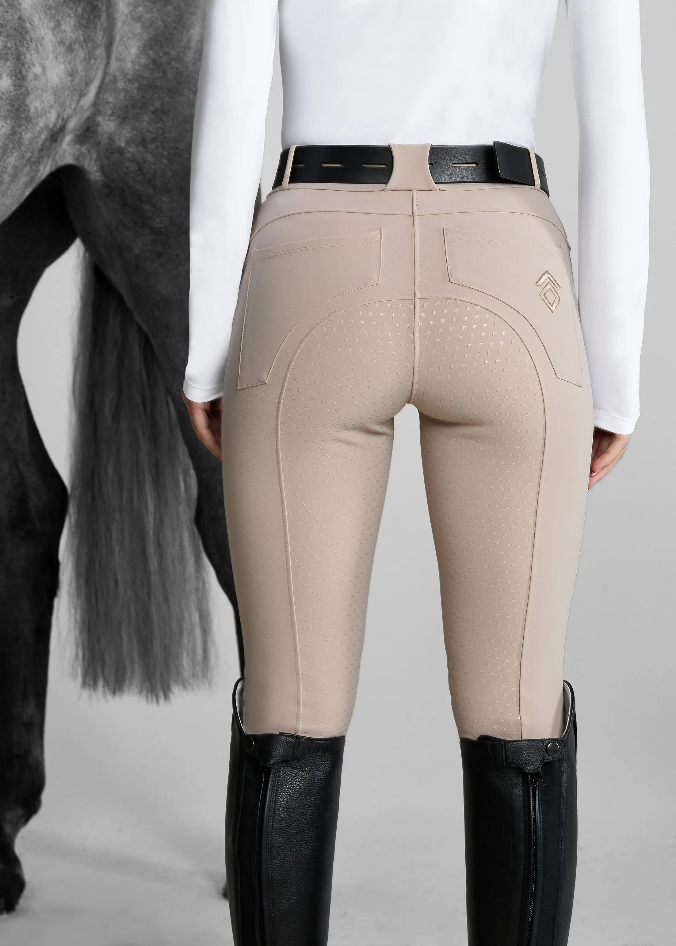 Beige Core Mid-Rise Breeches Full Seat