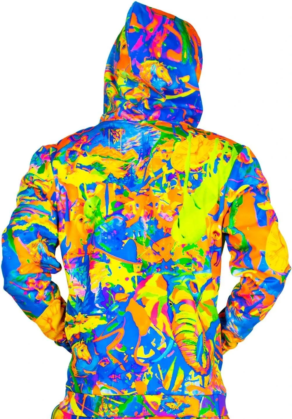 Blacklight Hoodie UV Fluorescent Neon Elegant Elephant