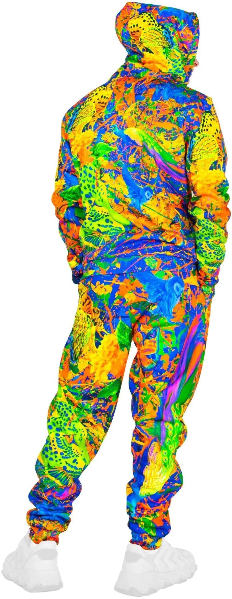 Blacklight Reactive Zip Hoodie Neon Splash Flamingo