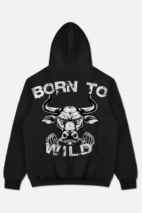 Born To Wild Bull Oversized Hoodie (BLACK)