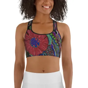 Bright Bold Colorful Mandala Flower Sport Bra for Women Teen Fun Fashion Trendy Unique Gifts