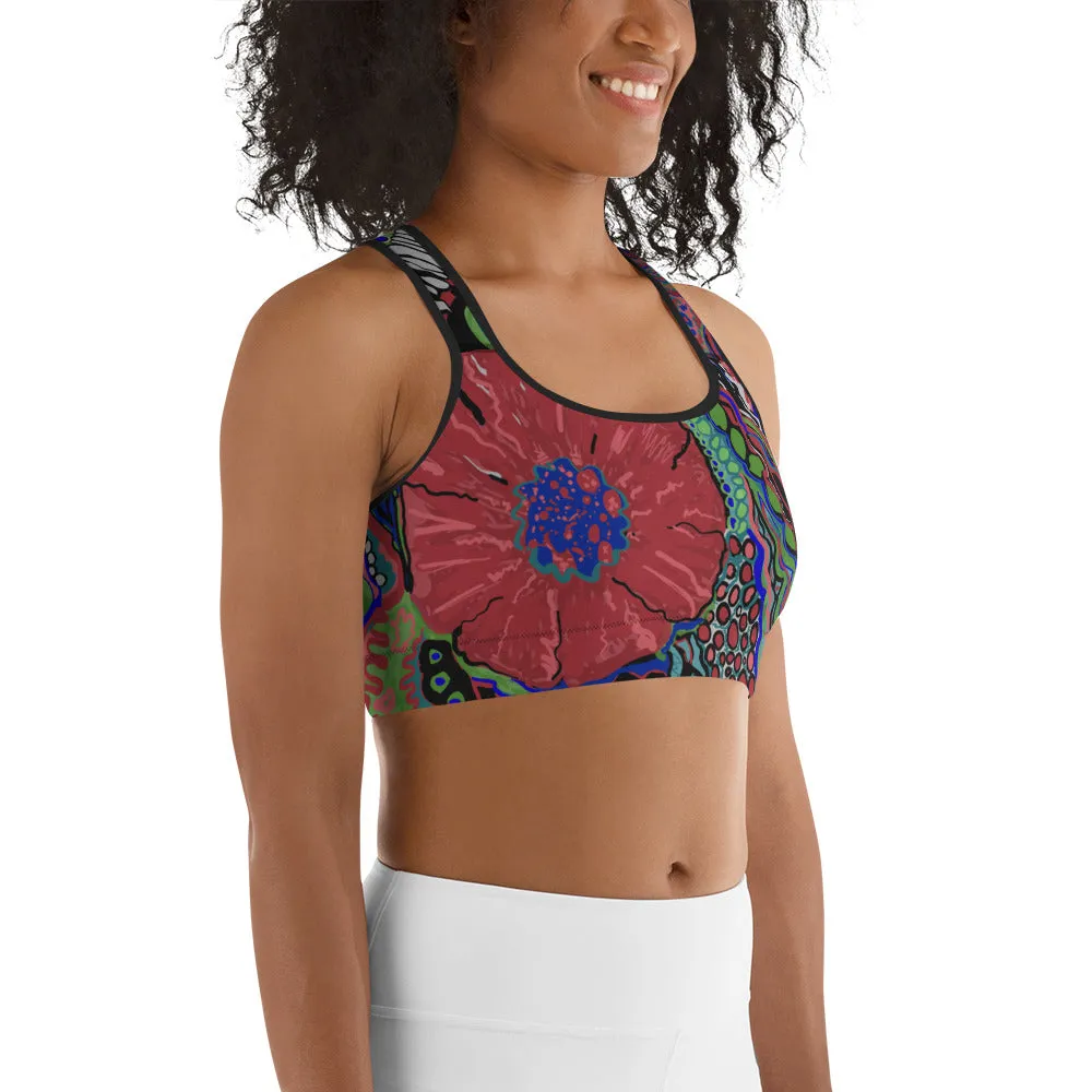 Bright Bold Colorful Mandala Flower Sport Bra for Women Teen Fun Fashion Trendy Unique Gifts