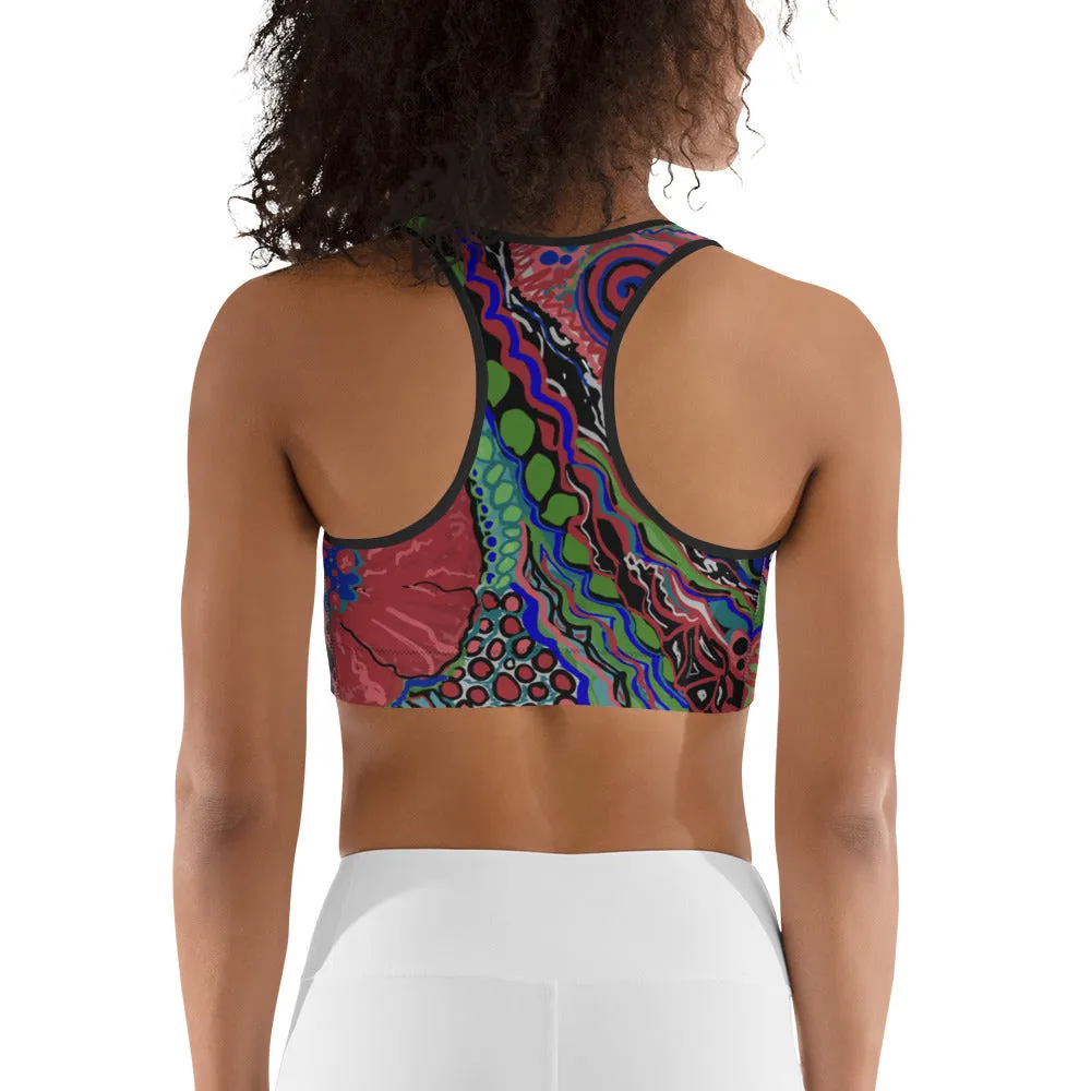 Bright Bold Colorful Mandala Flower Sport Bra for Women Teen Fun Fashion Trendy Unique Gifts