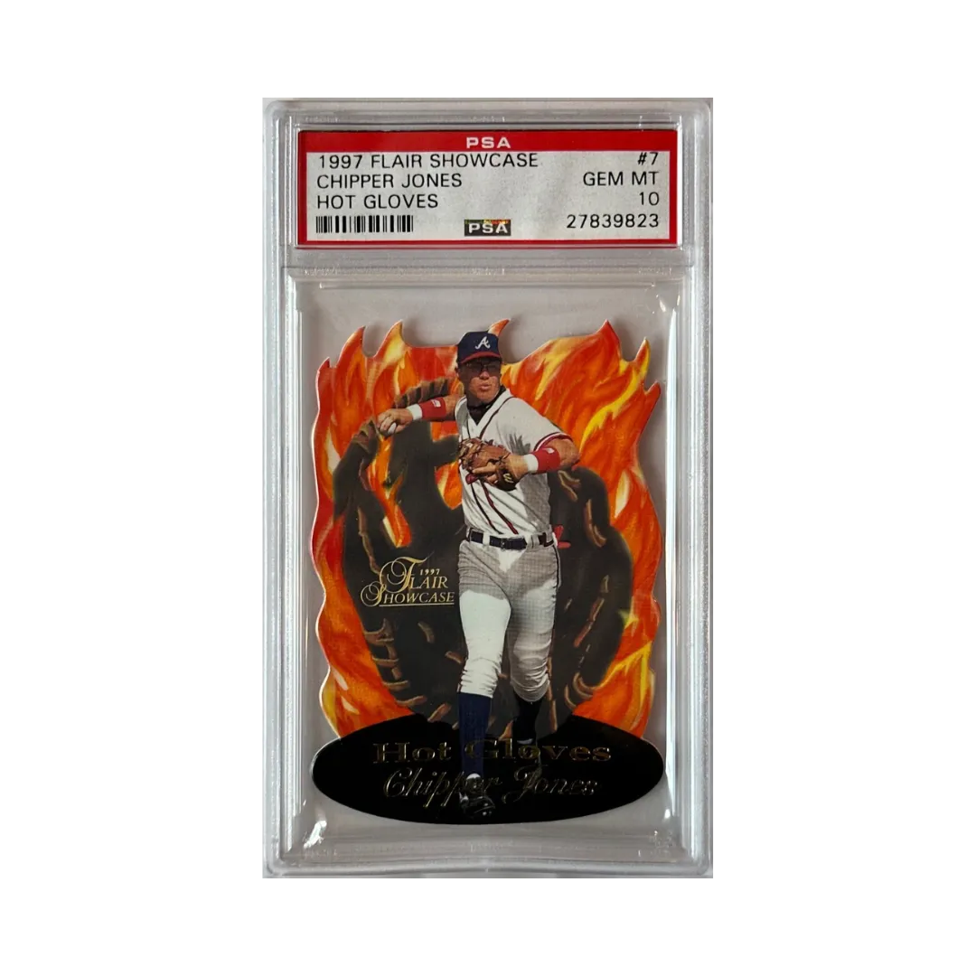 Chipper Jones PSA 10 1997 Flair Showcase Hot Gloves Baseball Die Cut Card - POP 4!