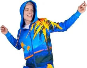 Design Zip Hoodie Ultraviolet Fluorescent Neon Hawaii Palms