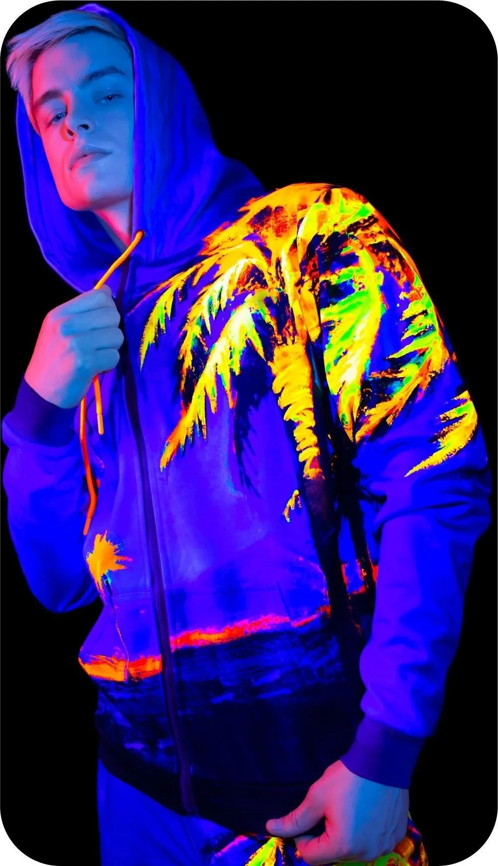 Design Zip Hoodie Ultraviolet Fluorescent Neon Hawaii Palms