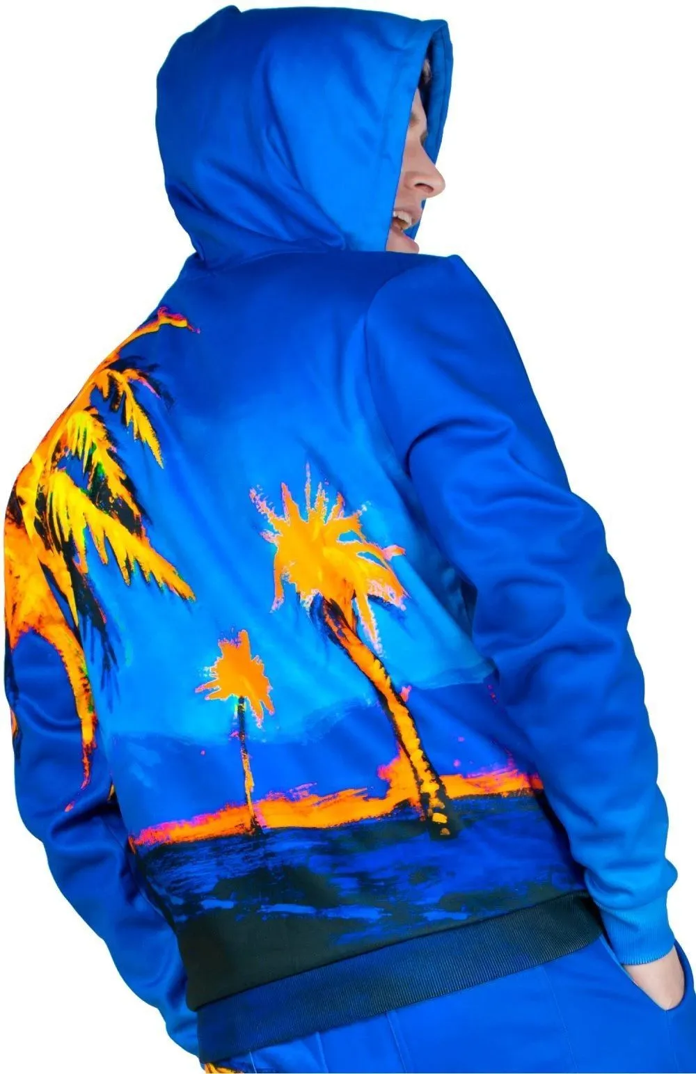 Design Zip Hoodie Ultraviolet Fluorescent Neon Hawaii Palms