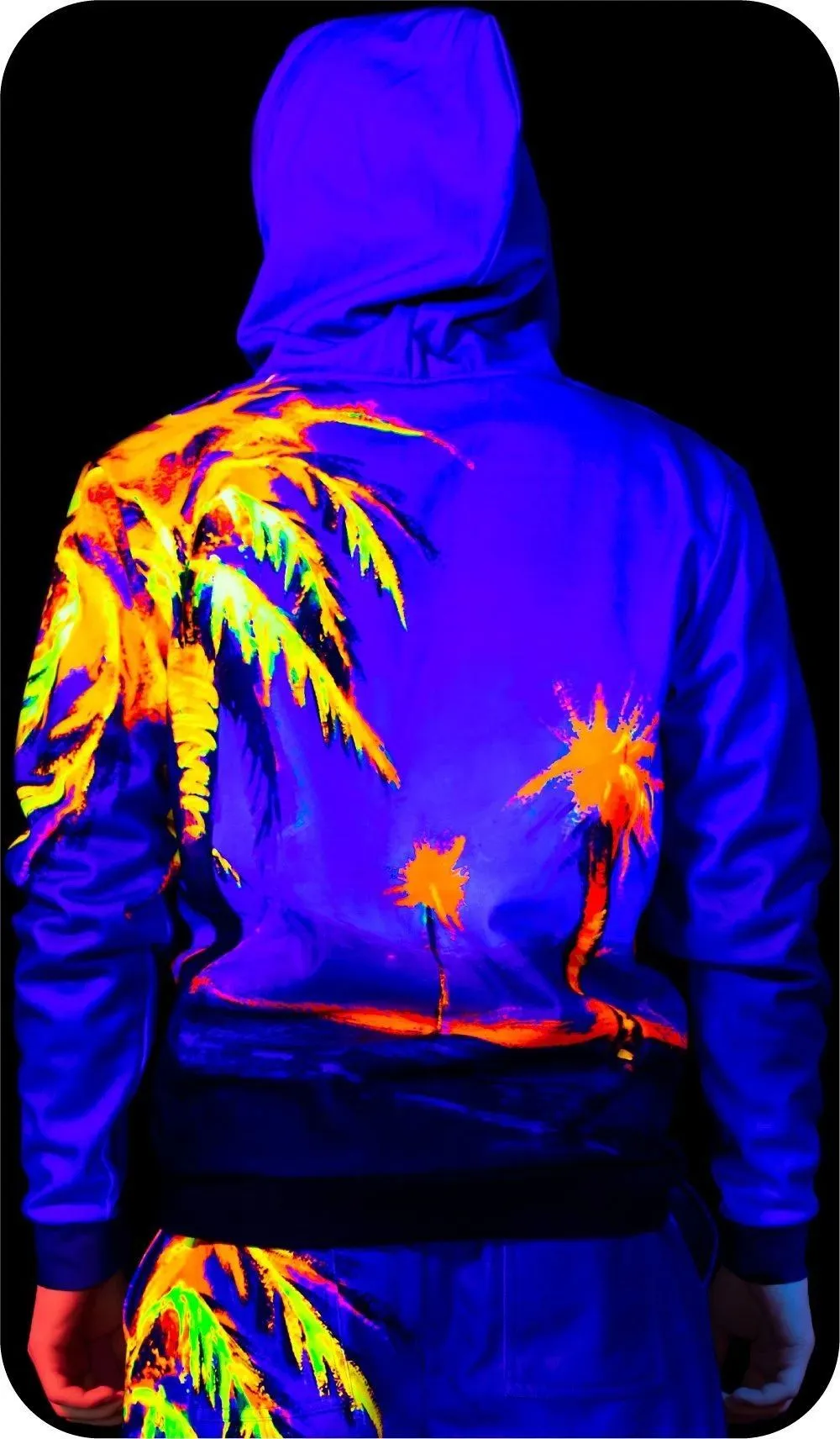 Design Zip Hoodie Ultraviolet Fluorescent Neon Hawaii Palms