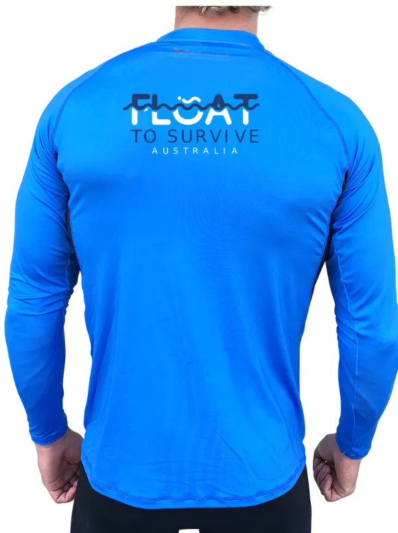 FLOAT TO SURVIVE - Long Sleeve Rash Top - Cyan - CUSTOM