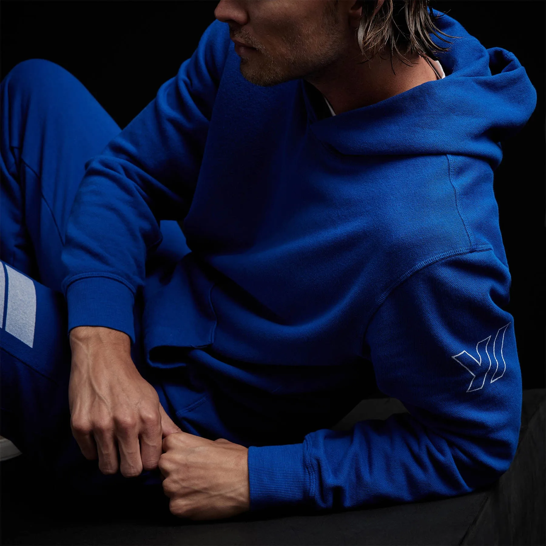 French Terry Pullover Hoodie - Royal Blue/White