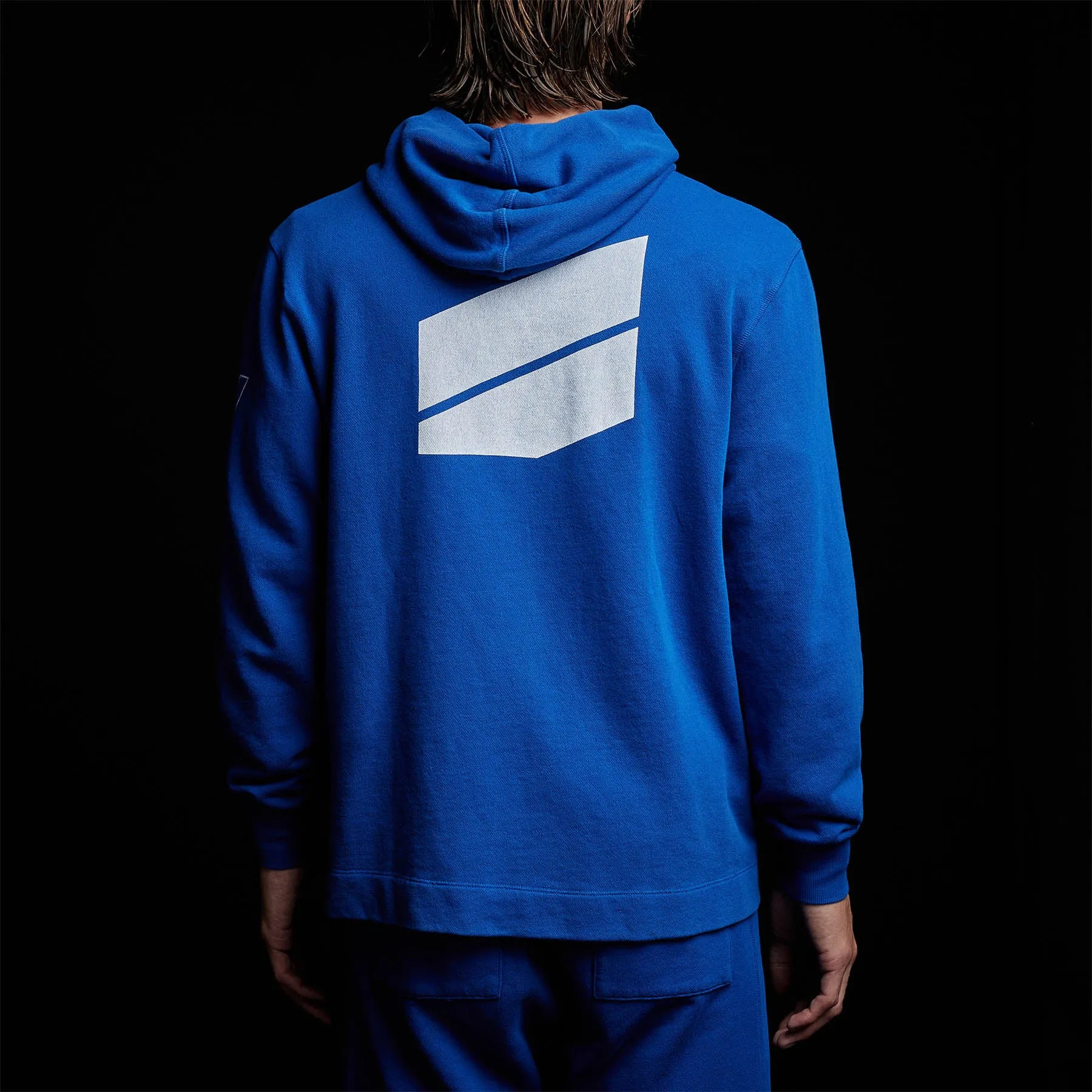 French Terry Pullover Hoodie - Royal Blue/White