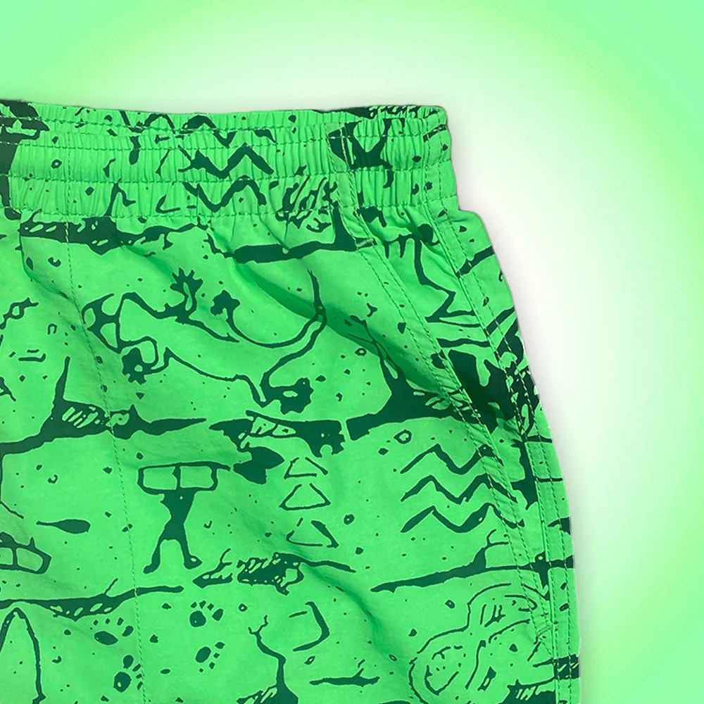 Iconic Gecko Wall Neon Green Volley Shorts