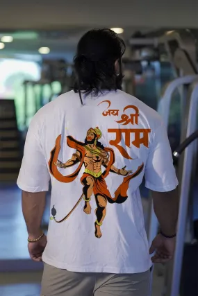 Jai Shree Ram Hanuman Ji Oversized T-shirt (White)