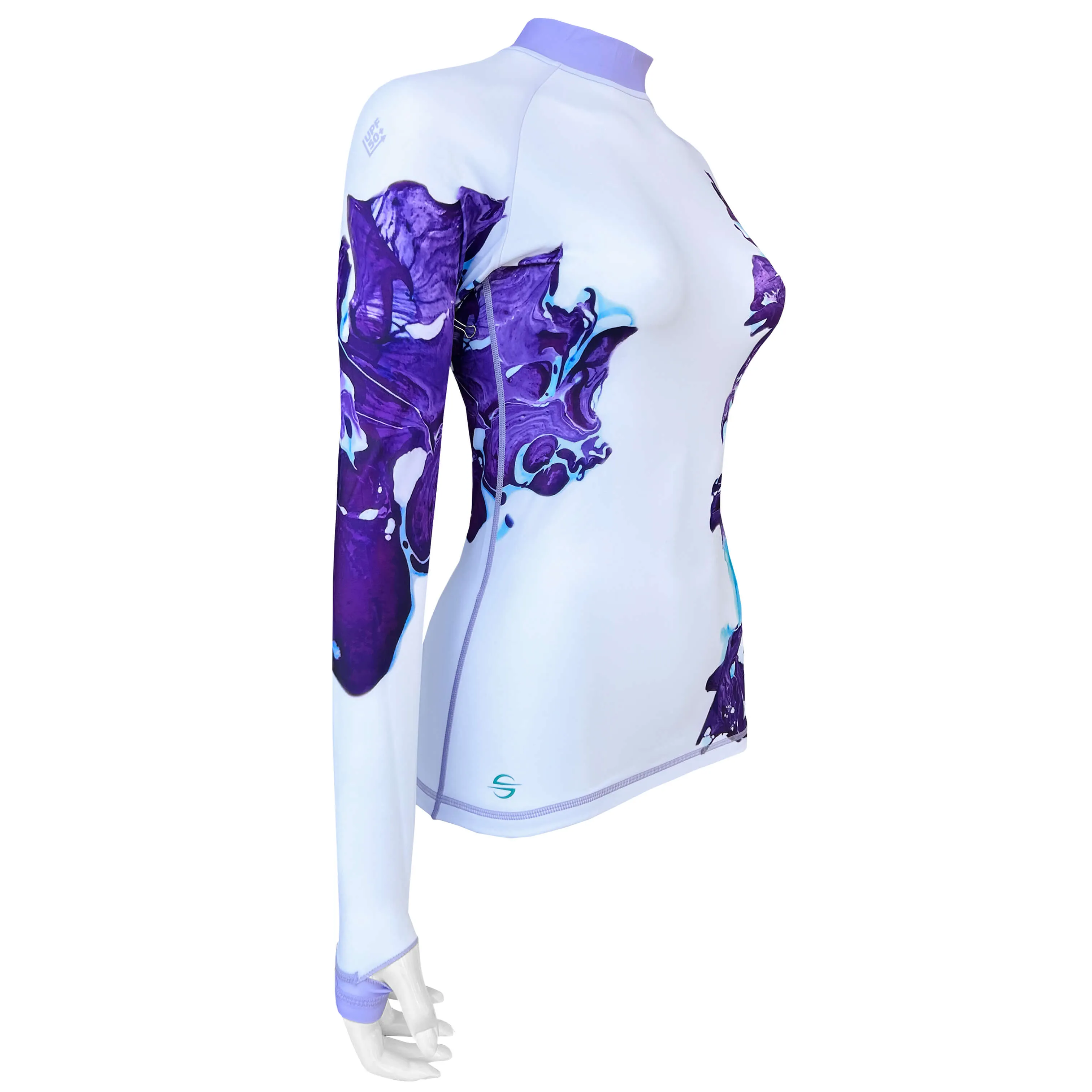 Long Sleeve Rash Guard for Women UPF 50  | Art - Marble Dusk