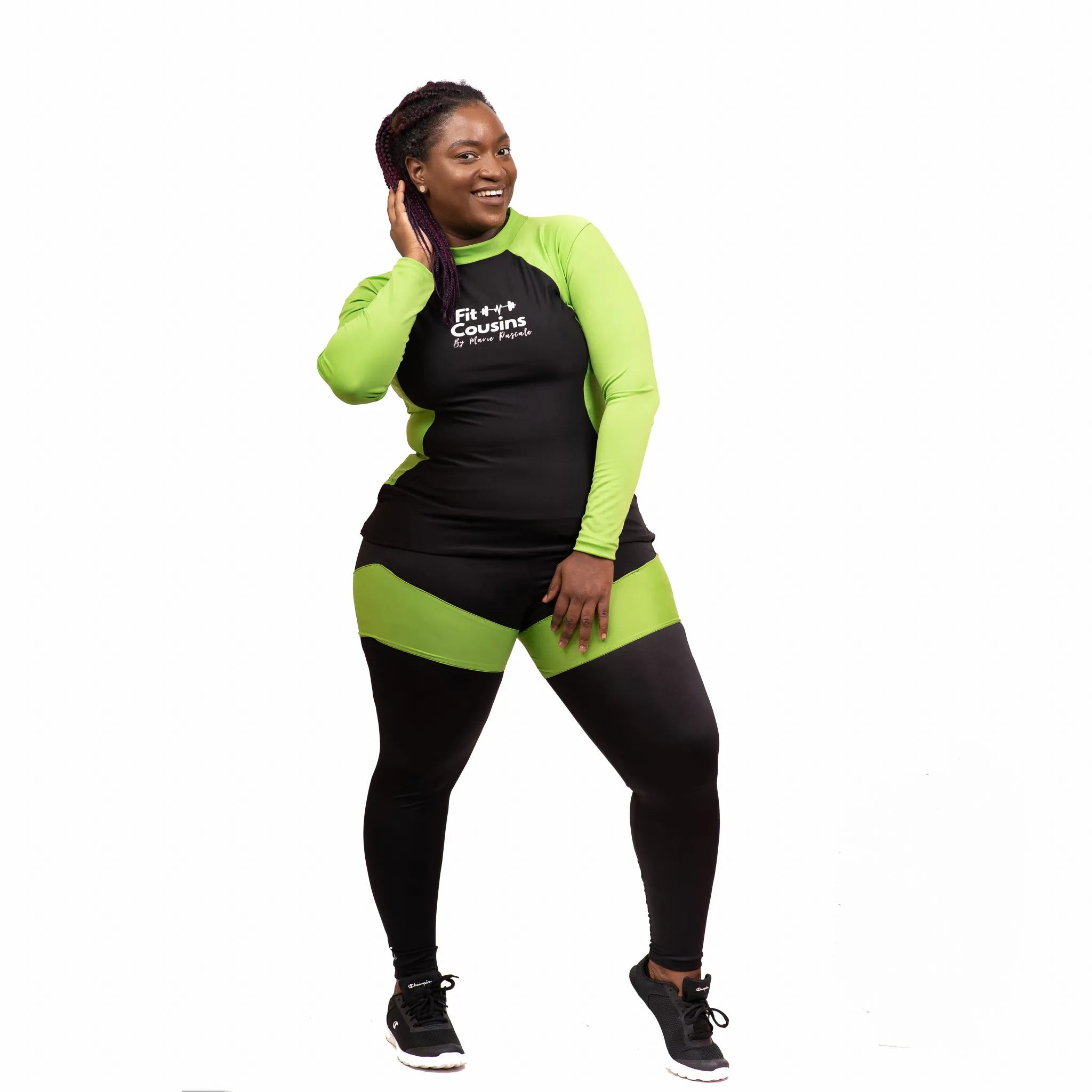 Marie's Daring Green Long Sleeves Workout Wear for Women - FULL SET