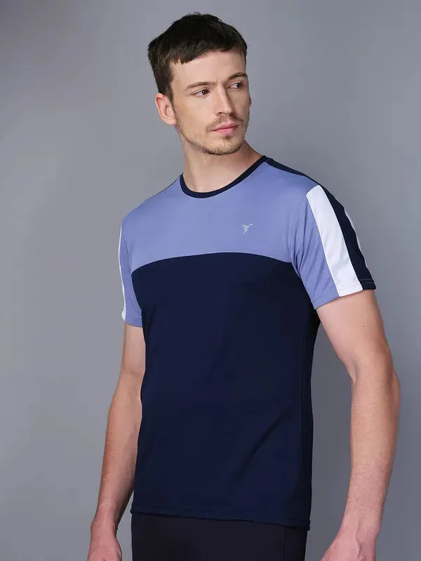 Men Colorblock Slim Fit Crew Neck T-shirt with TECHNO COOL