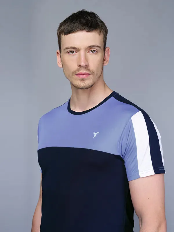 Men Colorblock Slim Fit Crew Neck T-shirt with TECHNO COOL