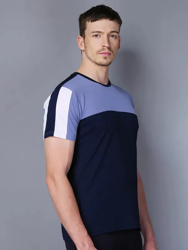 Men Colorblock Slim Fit Crew Neck T-shirt with TECHNO COOL