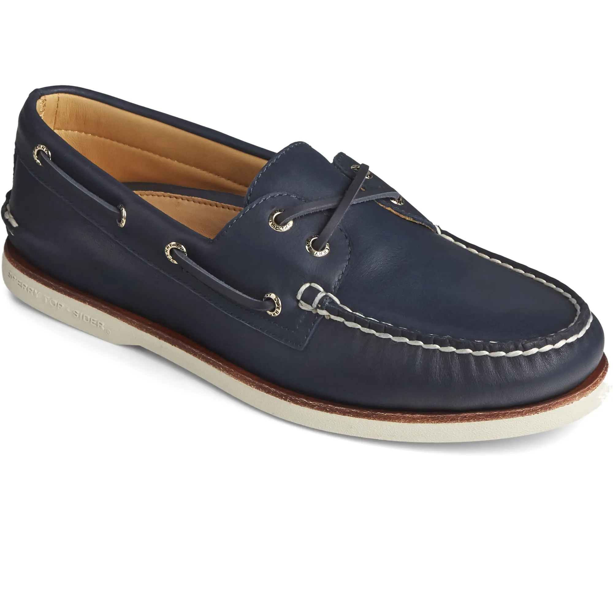 Men's Gold Cup Authentic Original 2-Eye Glove Leather Navy Boat Shoe (STS22578)