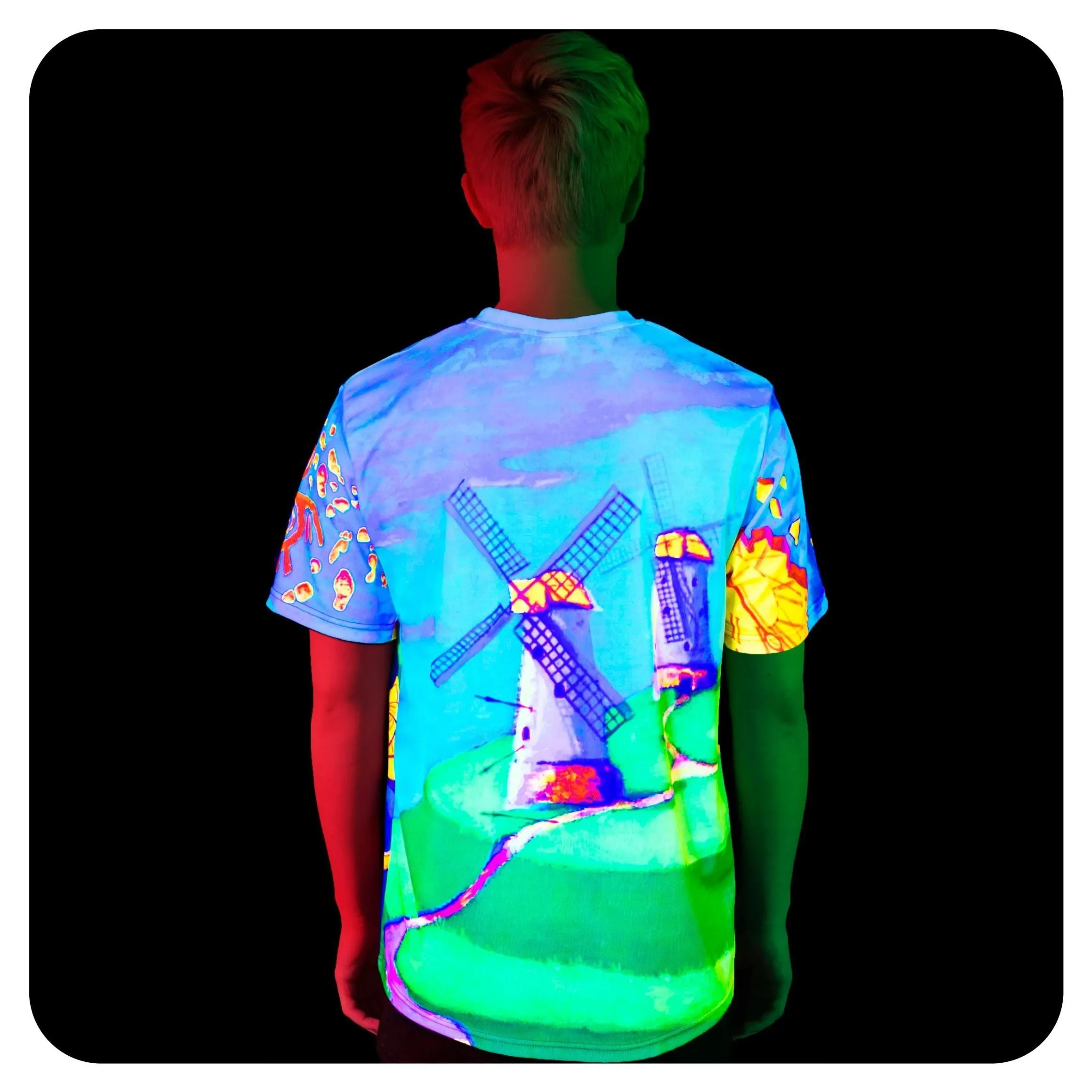 Neon Design T-Shirt Glow in UV Fluorescent Time Roulette