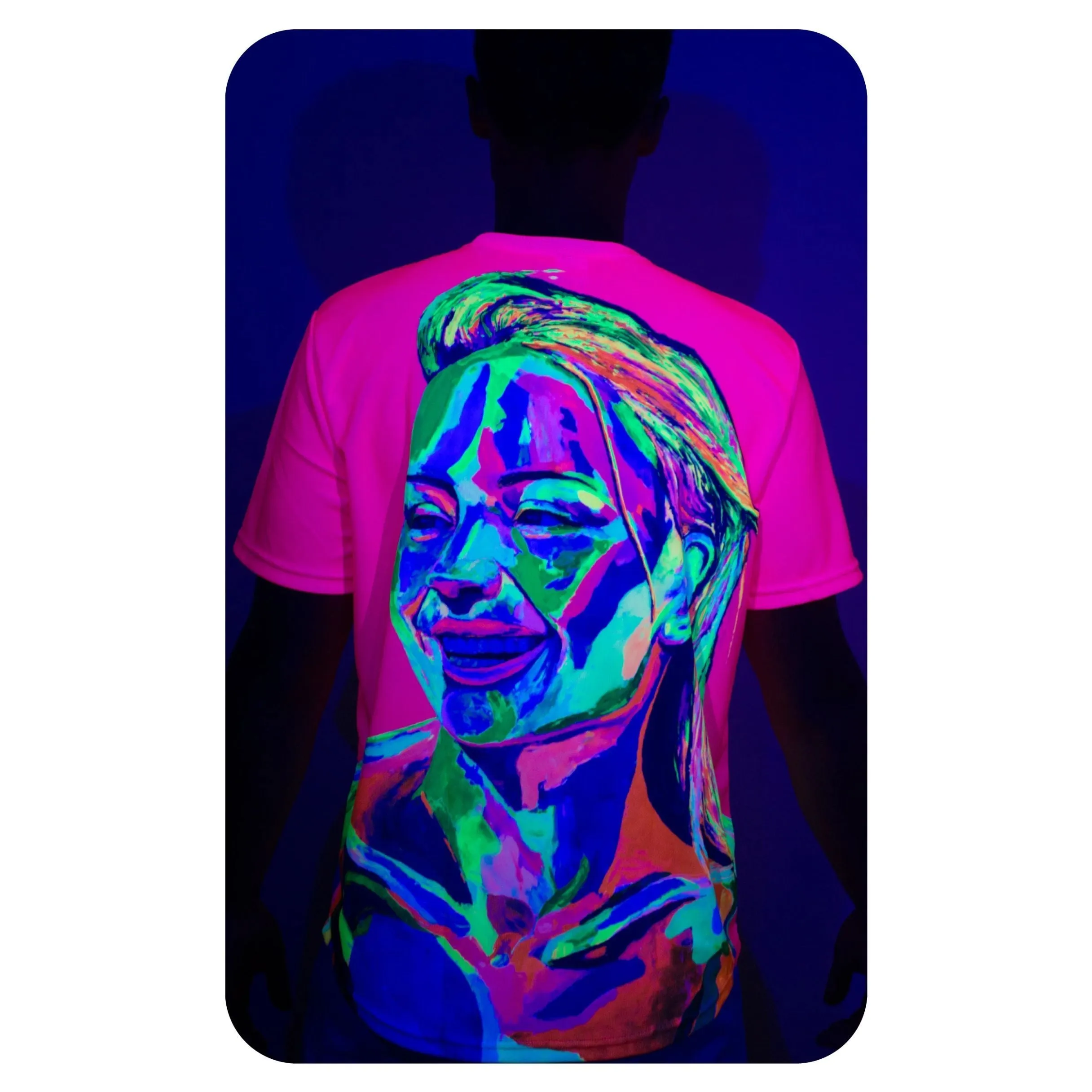 Neon Pink T-Shirt Blacklight Reactive Party Rave Pink Girl