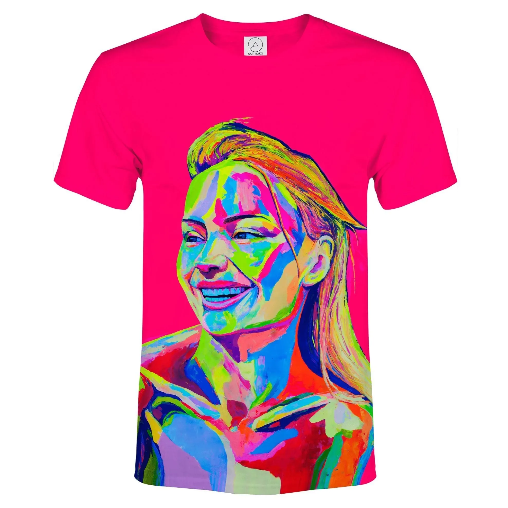 Neon Pink T-Shirt Blacklight Reactive Party Rave Pink Girl