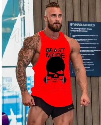 New Skull Beast Gyms Clothing Bodybuilding Tank Top Men Fitness Singlet Sleeveless Shirt Golds Cotton muscle Vest for man