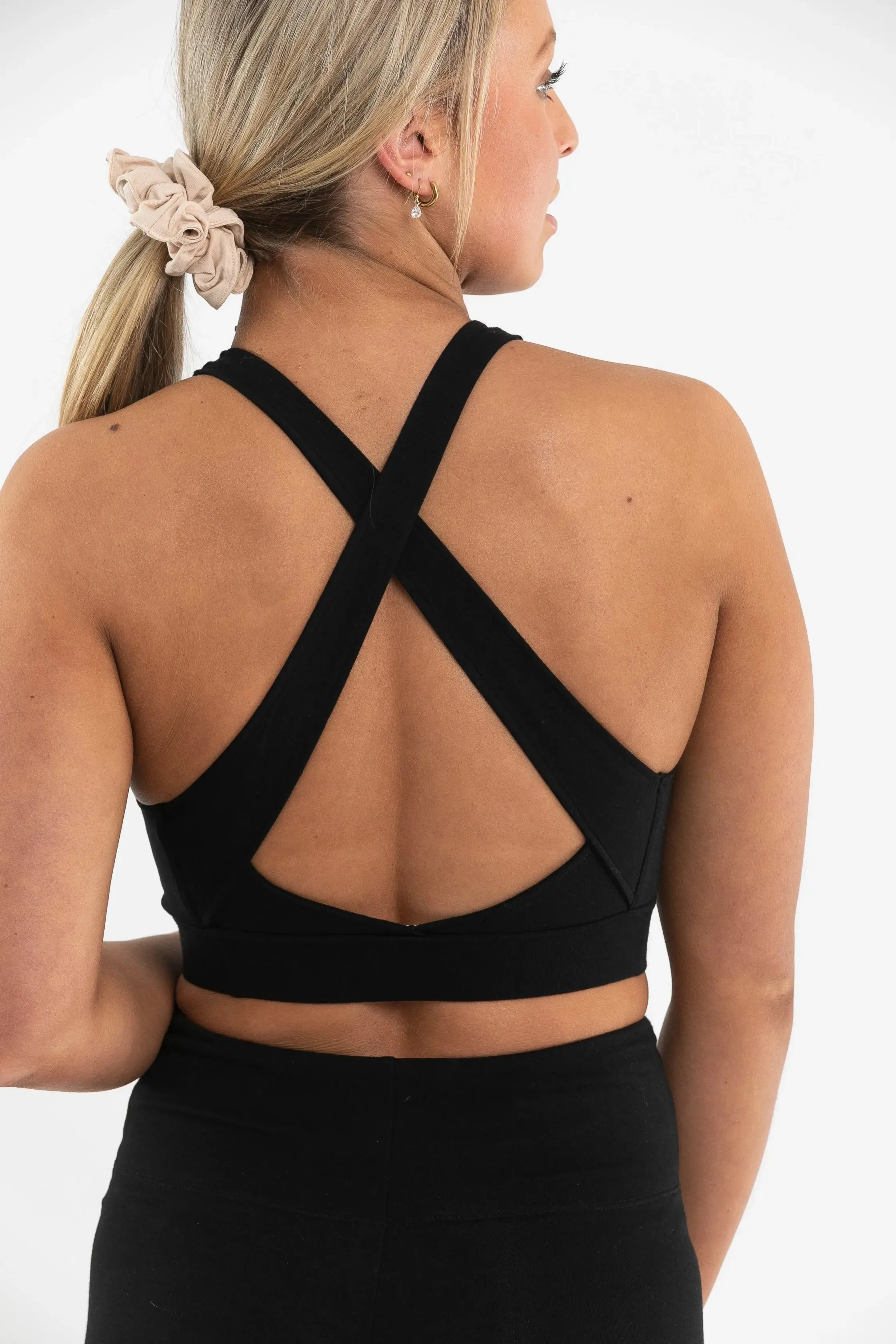 Organic Crossed Back Bra In Black