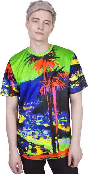 Paradise Palms Night City Fractal  Mushrooms Light Unisex Adult T-Shirts