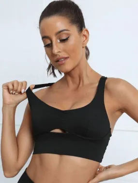 PEEP HOLE SPORTS BRA - BLACK