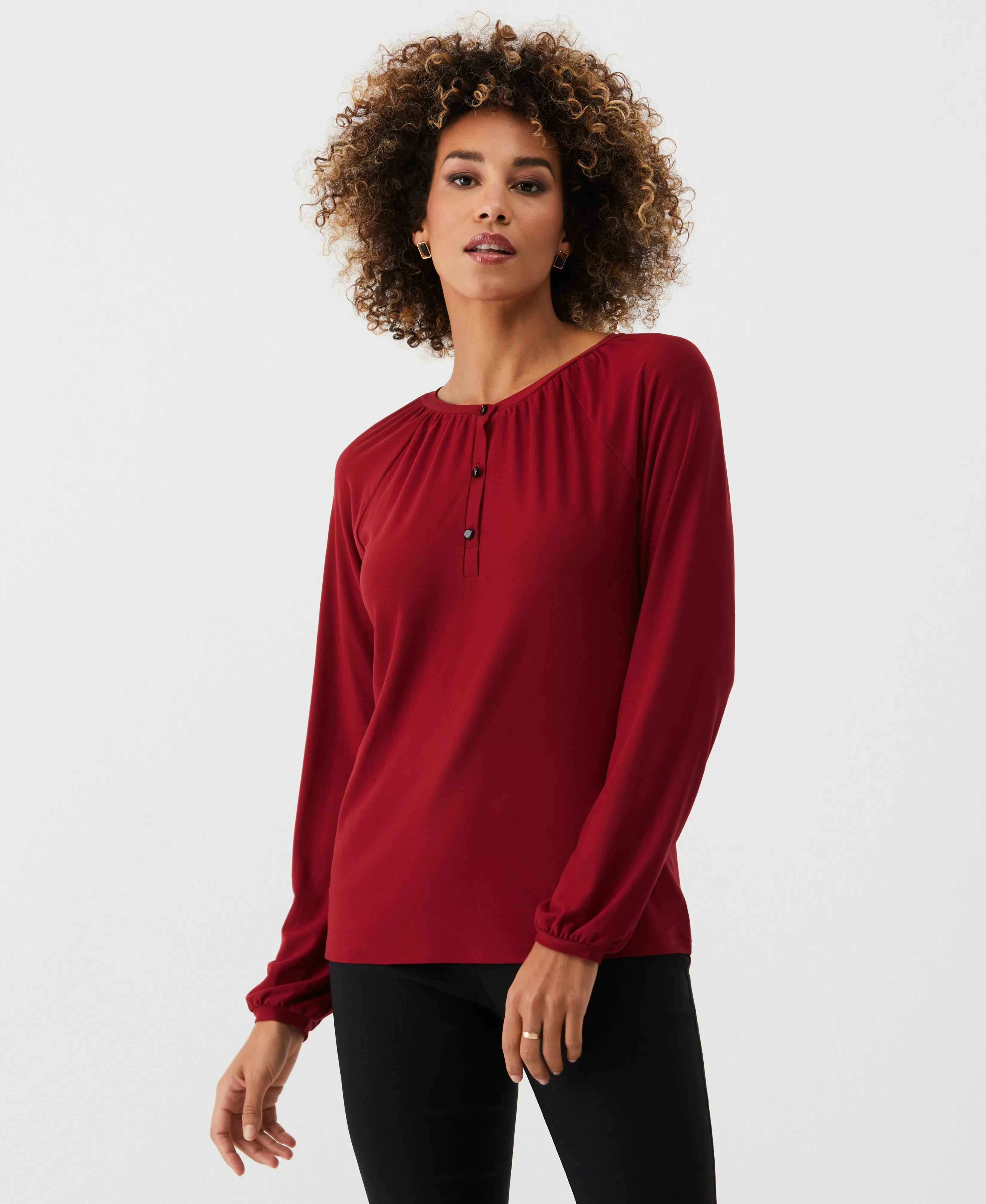 Petite Jersey Henley Top