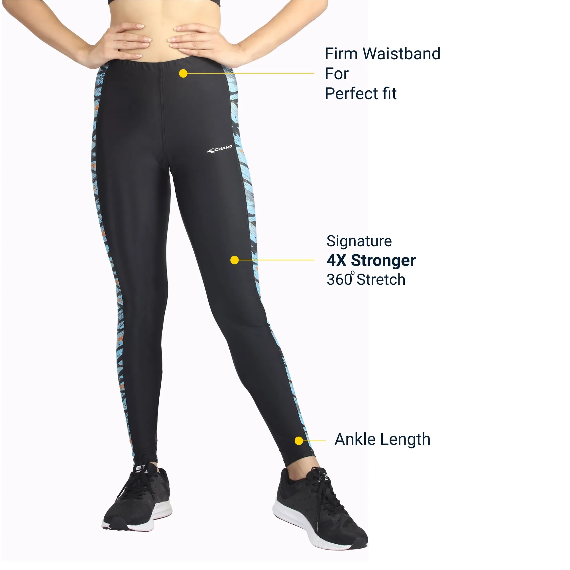 Power Block Women's LEGGING (Ideal for Running, Gym and Yoga) Anti Chafing