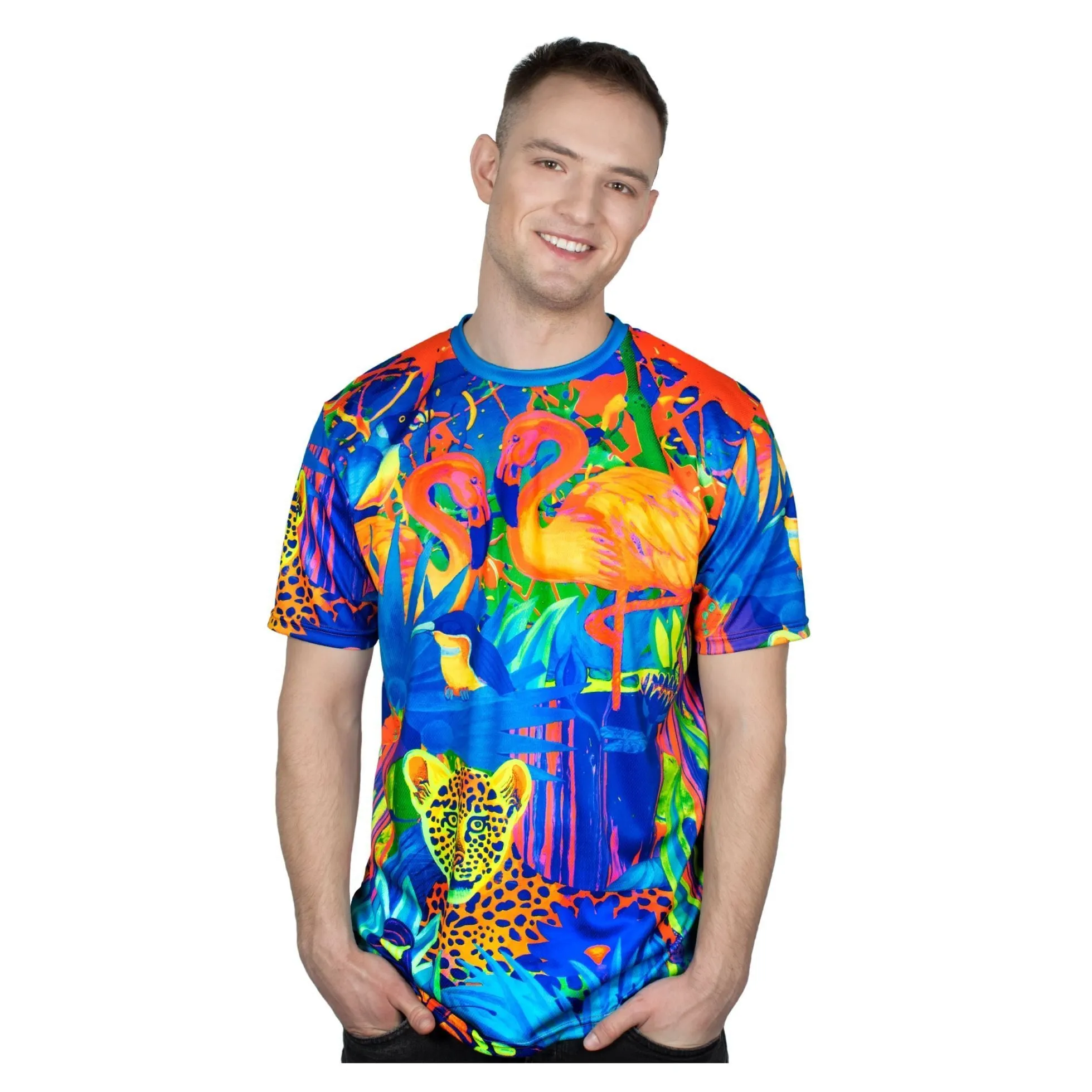 Print Tshirt Design Glow in UV Fluorescent Lion Jungle