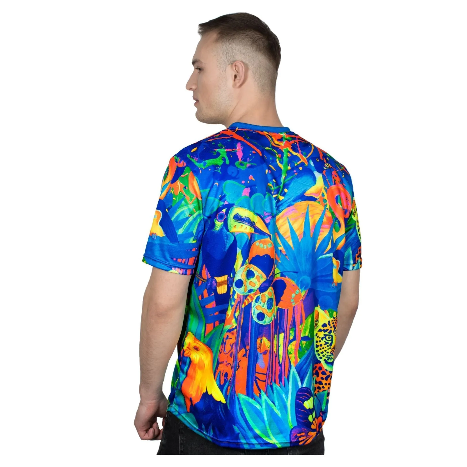 Print Tshirt Design Glow in UV Fluorescent Lion Jungle