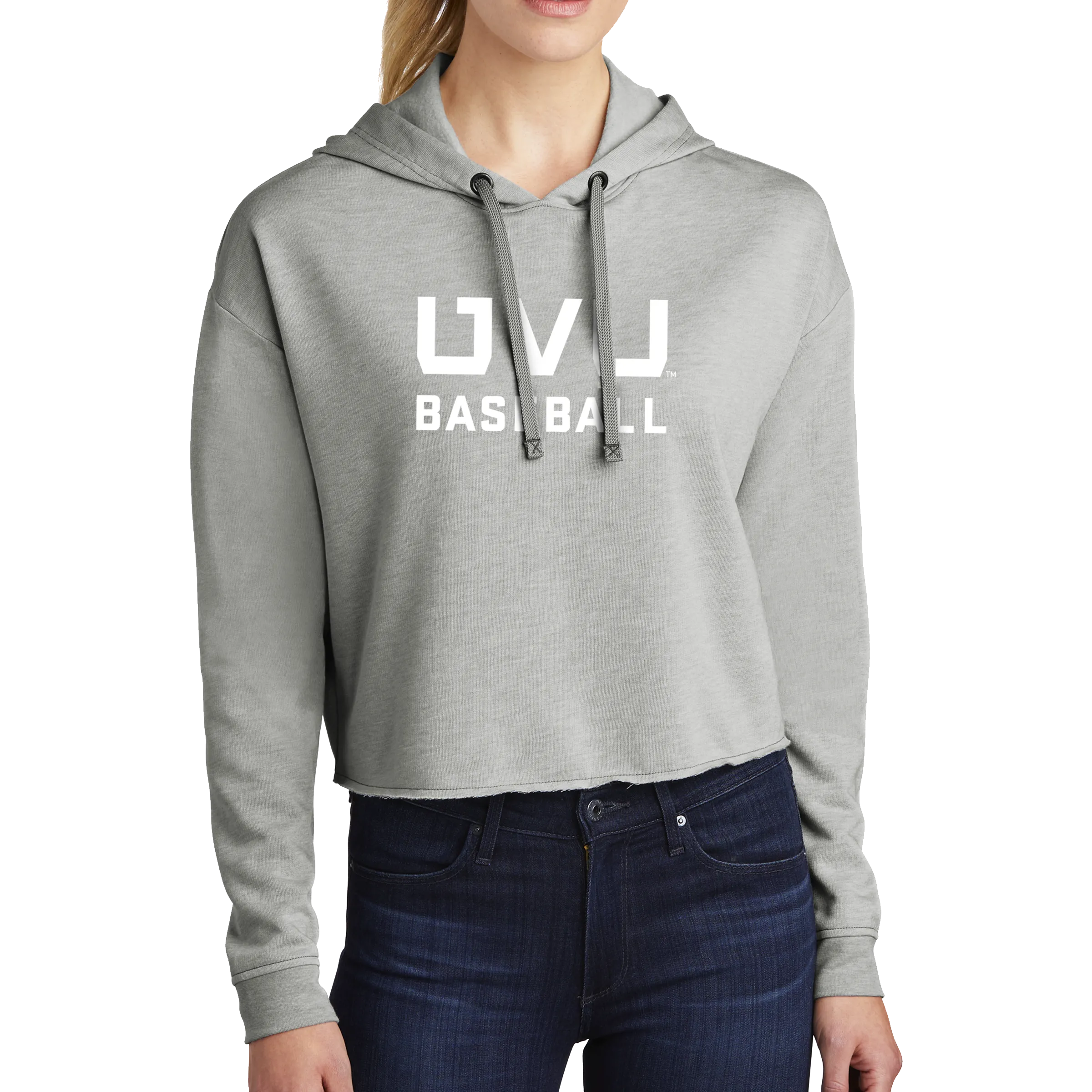 Sport-Tek Ladies PosiCharge Tri-Blend Wicking Fleece Crop Hooded Pullover - UVU Baseball