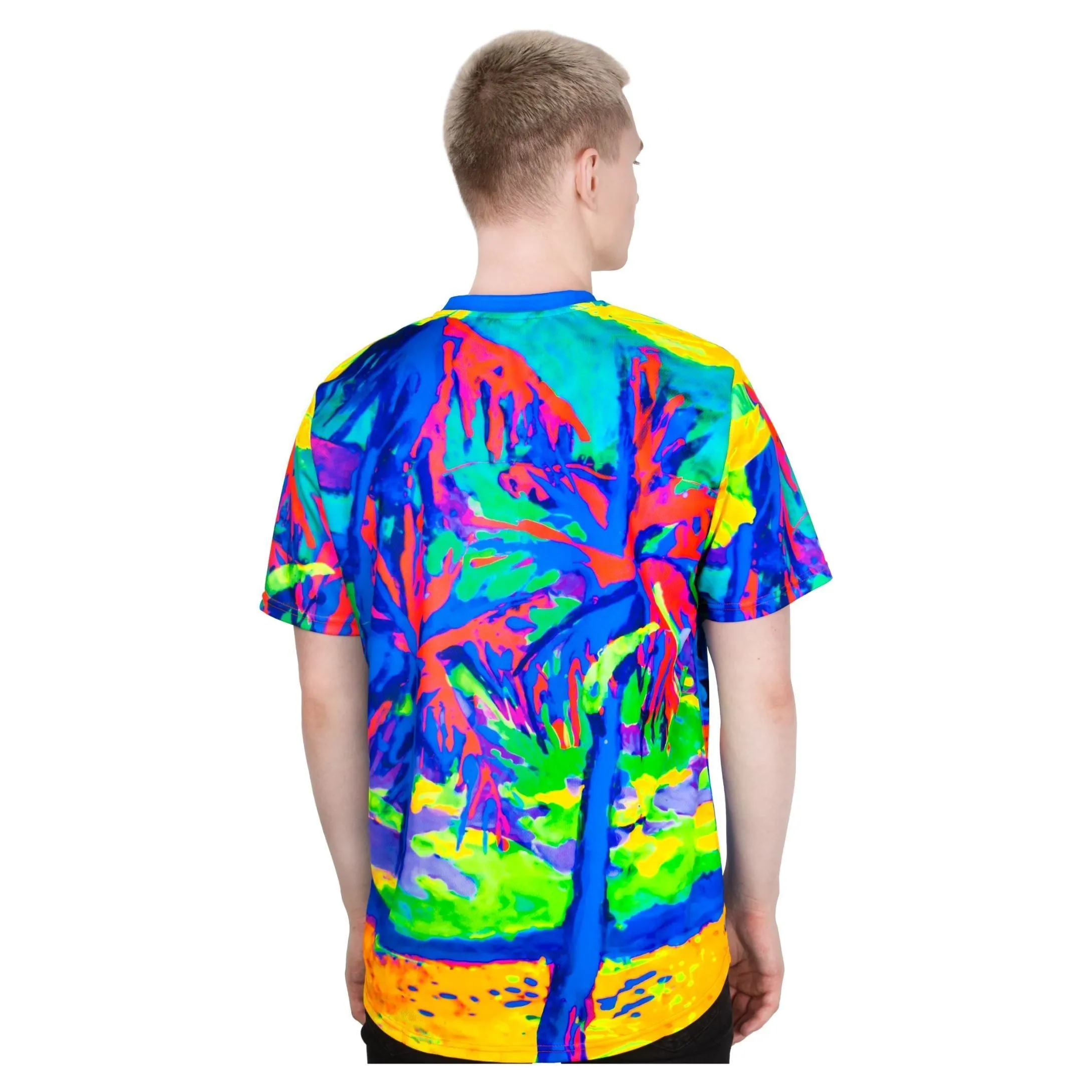 T-Shirt With Palms Glow in UV Fluorescent Palm Vibes