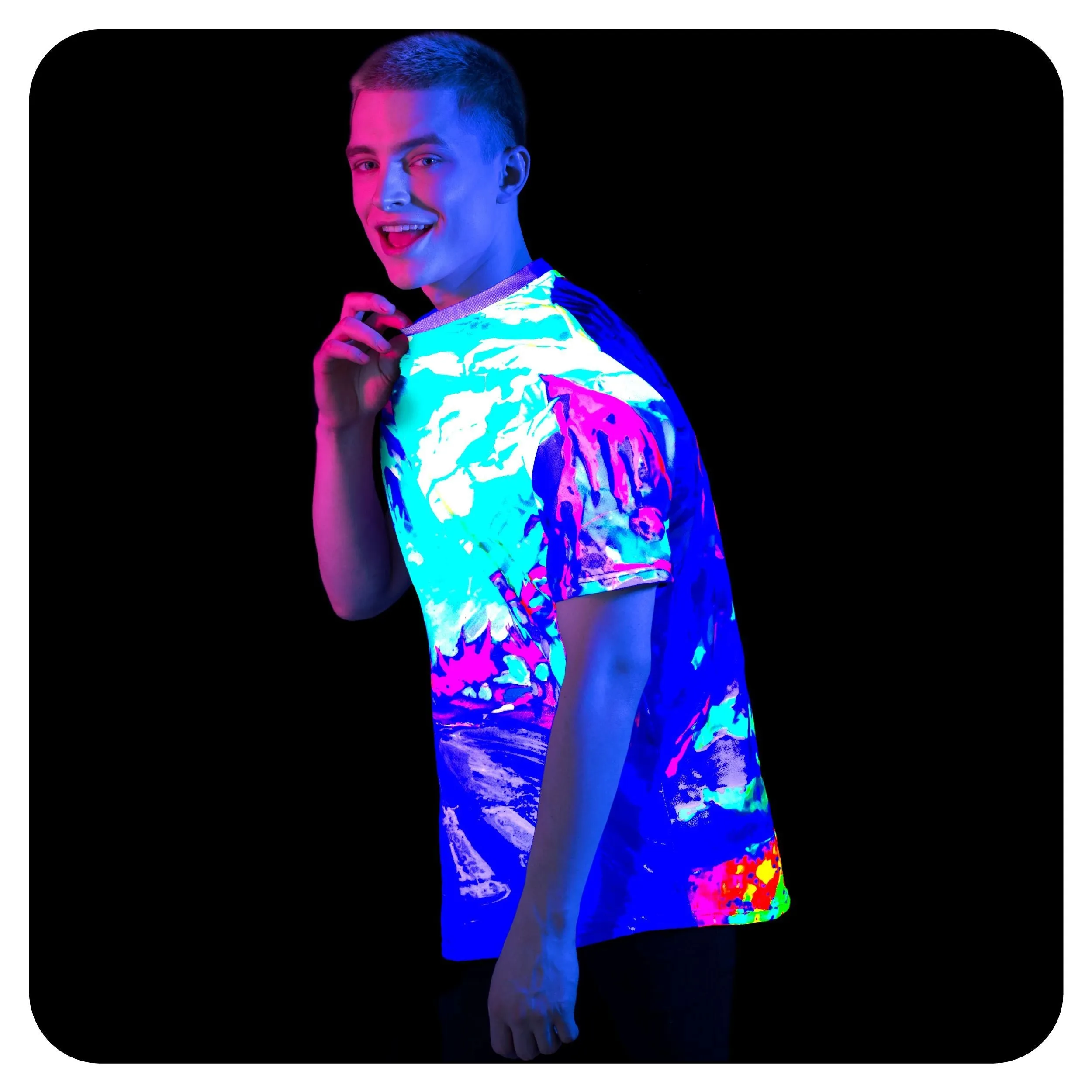 T-Shirt With Palms Glow in UV Fluorescent Palm Vibes