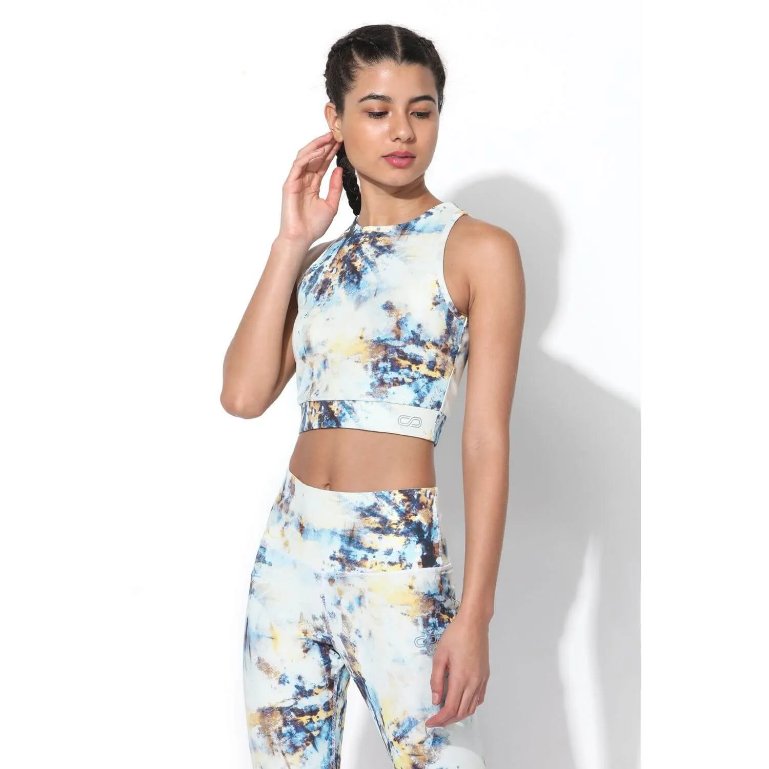 Tie Dye Cross Back Crop Top & 7/8 Leggings