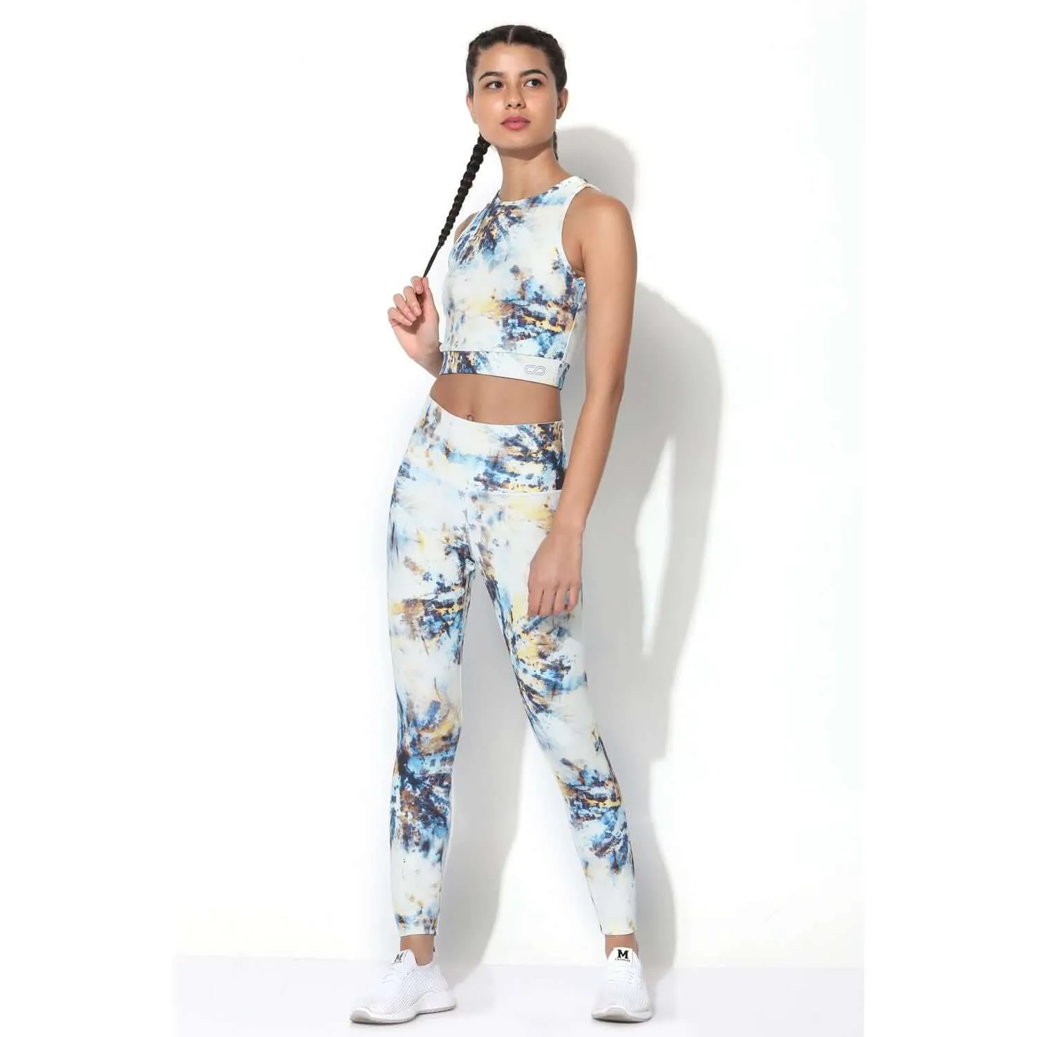 Tie Dye Cross Back Crop Top & 7/8 Leggings