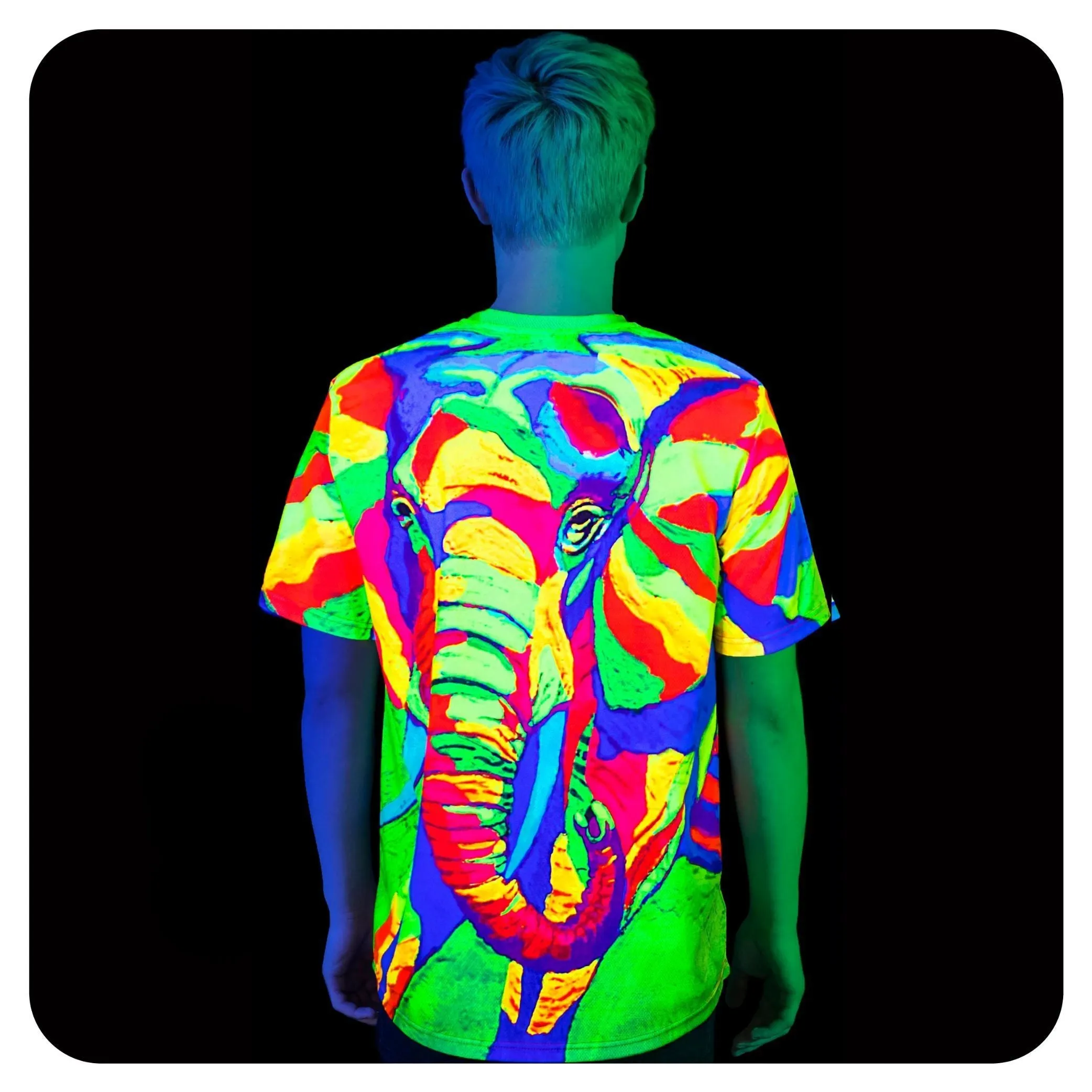 Uv Light T Shirt Glow In Uv Fluorescent Majestic Elephant